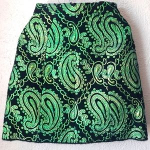 Marc Jacobs Green Metallic Jacquard Skirt | NWT | FW 2012 | US 6 | Knee Length